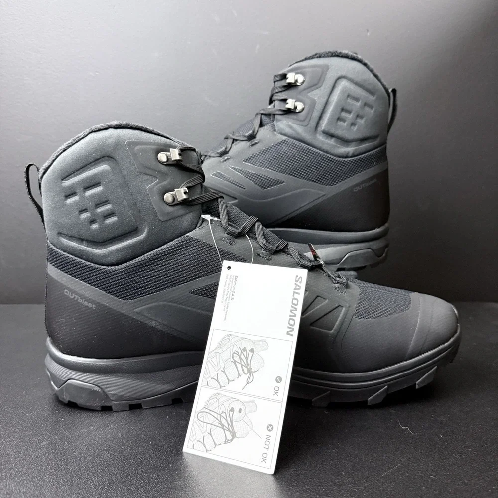 Salomon OUTblast TS CSWP Mens Size 13 Snow Boots Black 409223 Insulated 200 Gram